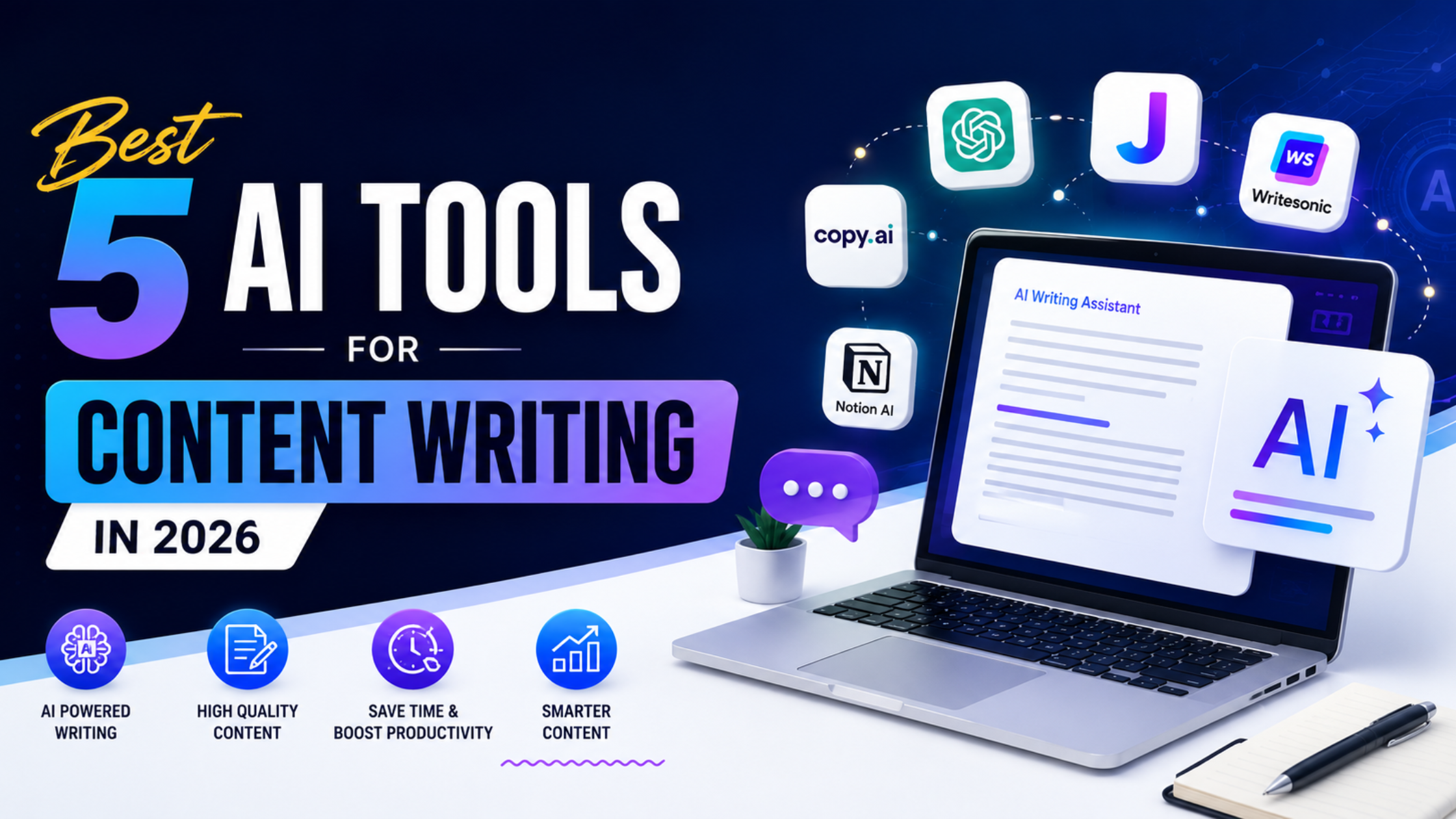 Best 5 AI Tools for Content Writing in 2026